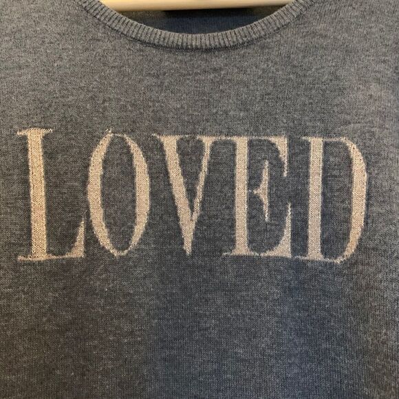 White House Black Market Gray Sweater with 'Loved' Print - Picture 5 of 11